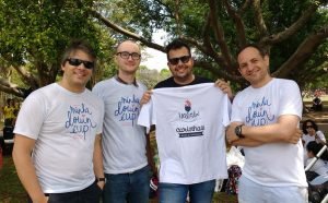 Daniel, José, Danilo e Eduardo, time da Ualabí e parceiros do projeto