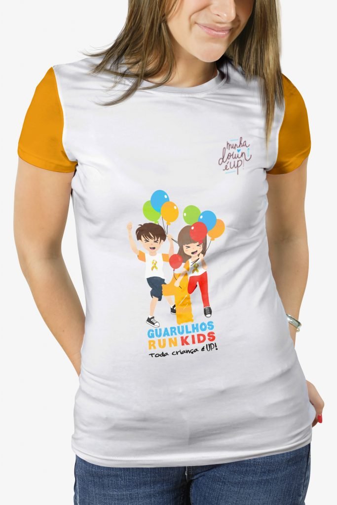 camiseta feminina, minha down é up, guarulhos run kids, compre agora mesmo